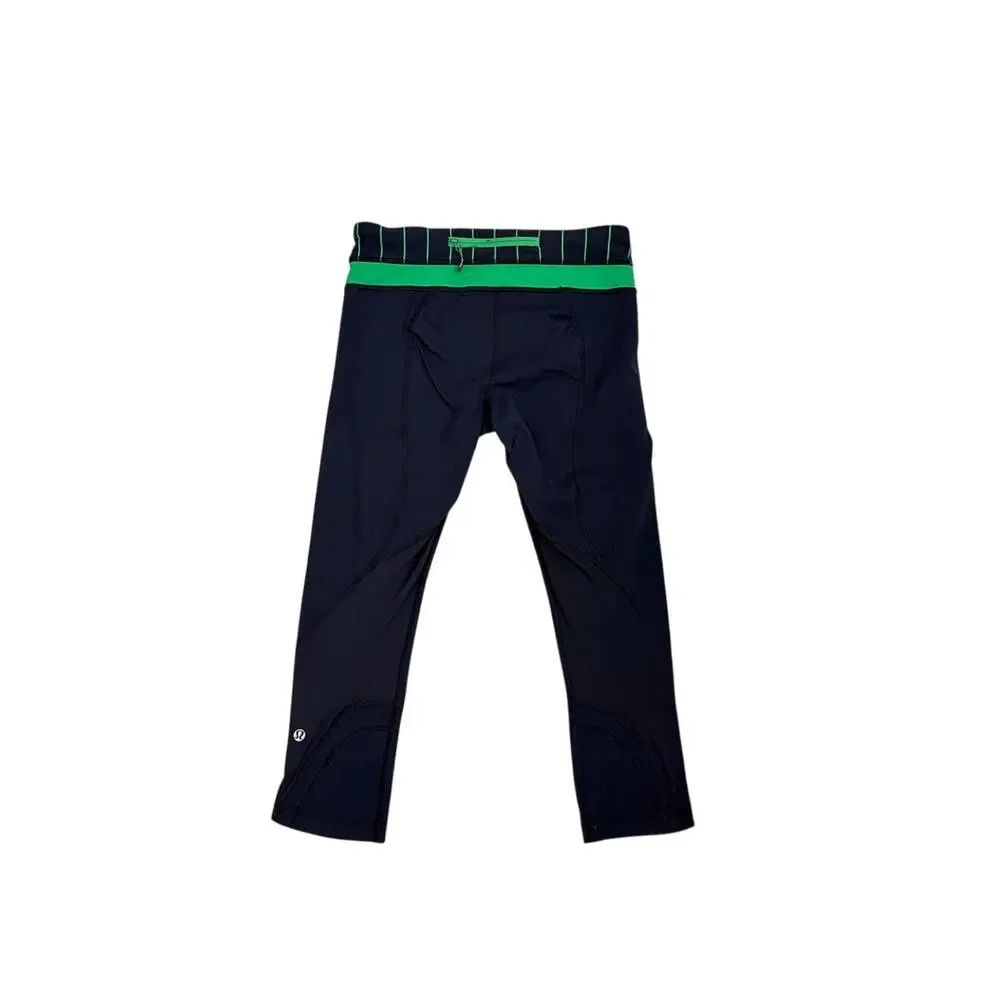 Lululemon Run Leggings Inspire Crop II Blue Green Athletic Activewear Size 2